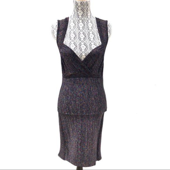 H&M Glitter Bodycon Dress Black/Rainbow Size M - Picture 1 of 7